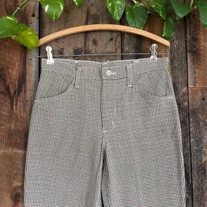 Vintage 60s 70s Wrangler Plaid Woven Flare Pants Talon Zipper Size