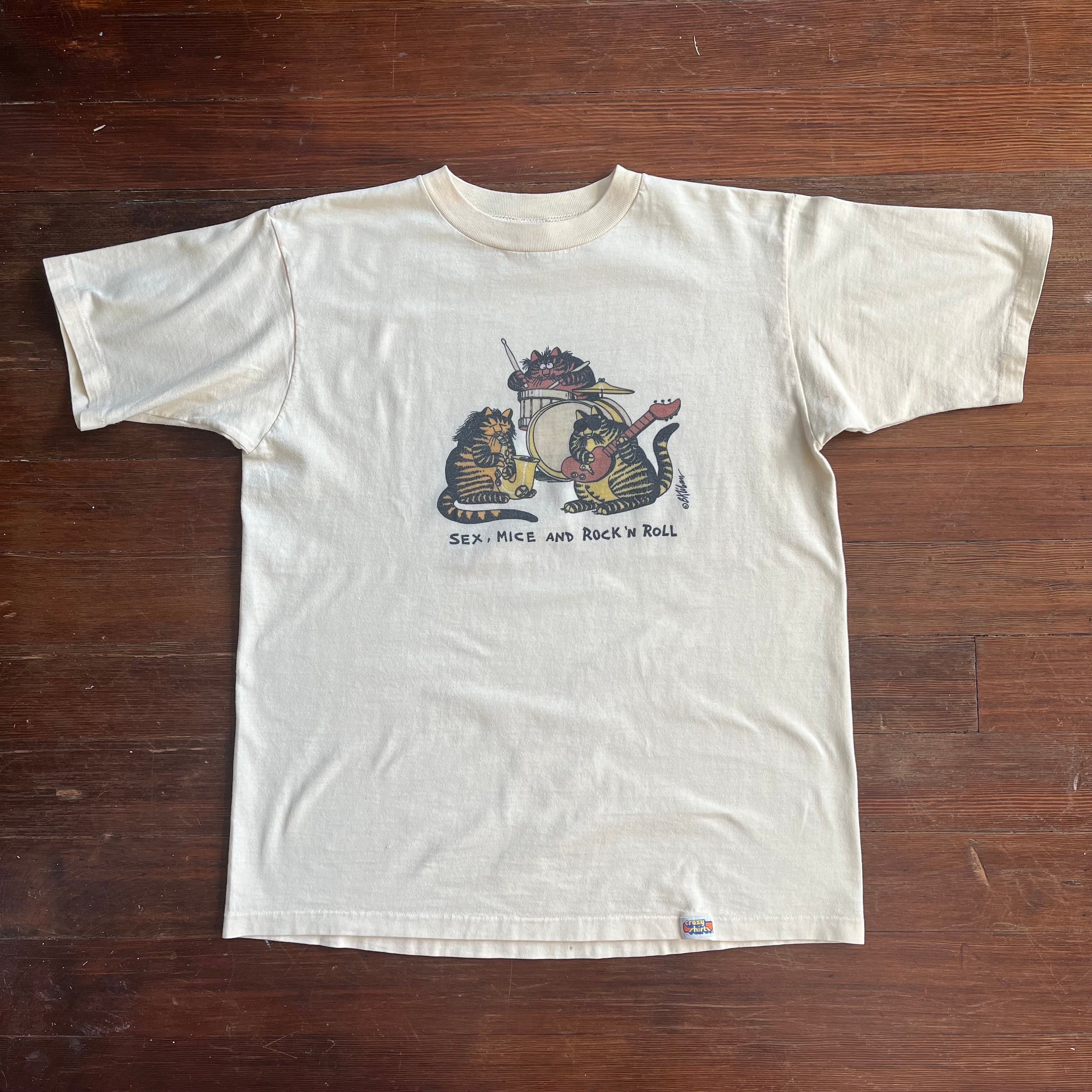 Vintage 80s Sex Mice and Rock N Roll Kilban Cat Parody T Shirt