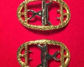 18th Century Shoe Buckles - Fancy Brass