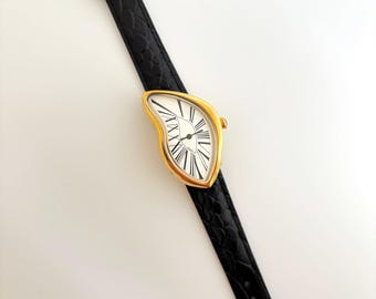 シルバー サルバドール ダリ インスパイア ブラウン レザー ラップ