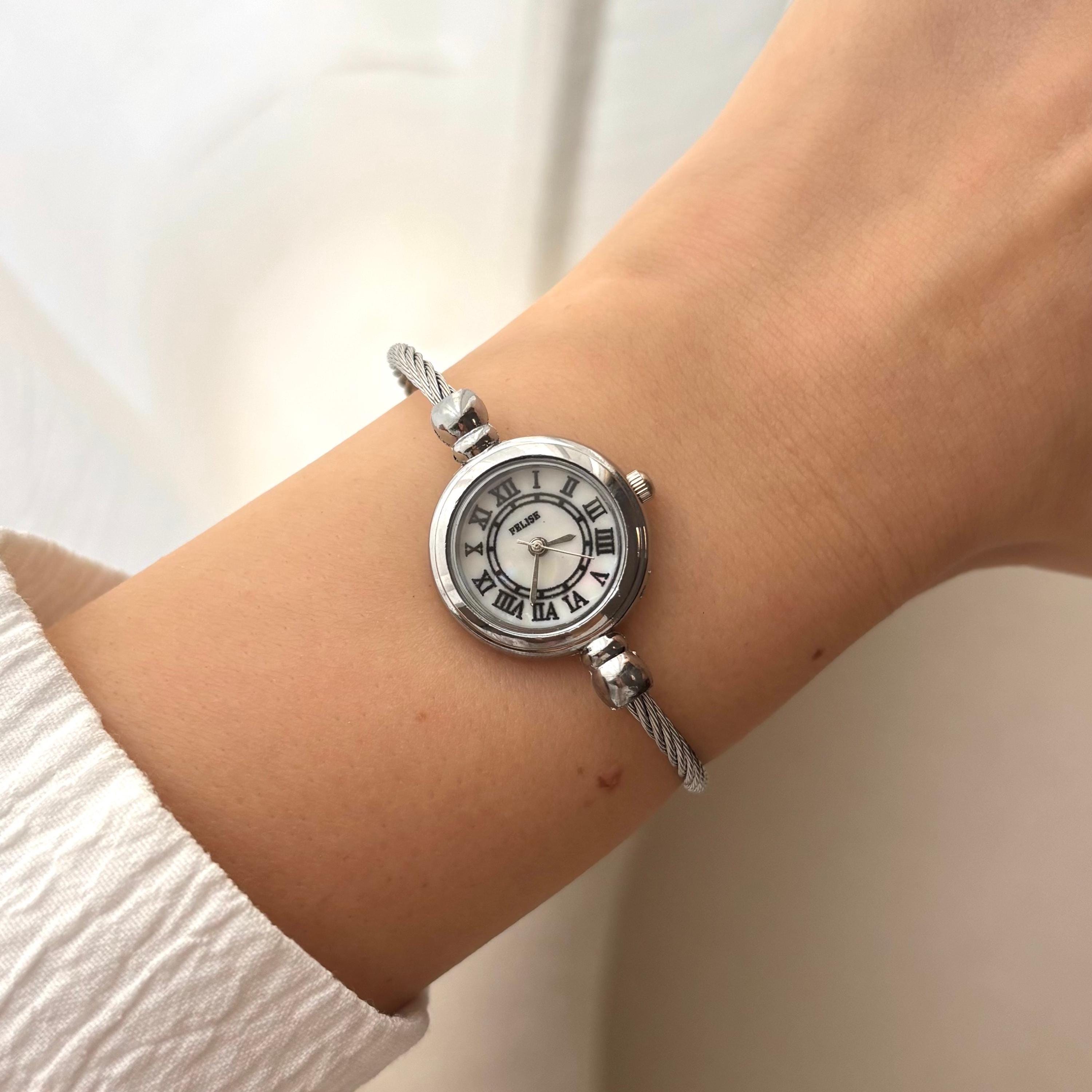 Vintage Inspired Silver Bracelet Watch, Minimalist Mother of 