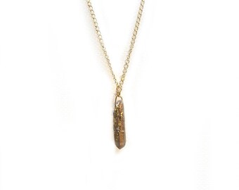 bronze metallic crystal shard necklace