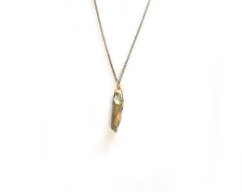 gold metallic crystal shard necklace