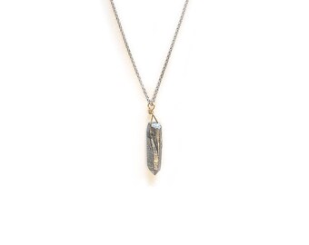 silver metallic crystal shard necklace