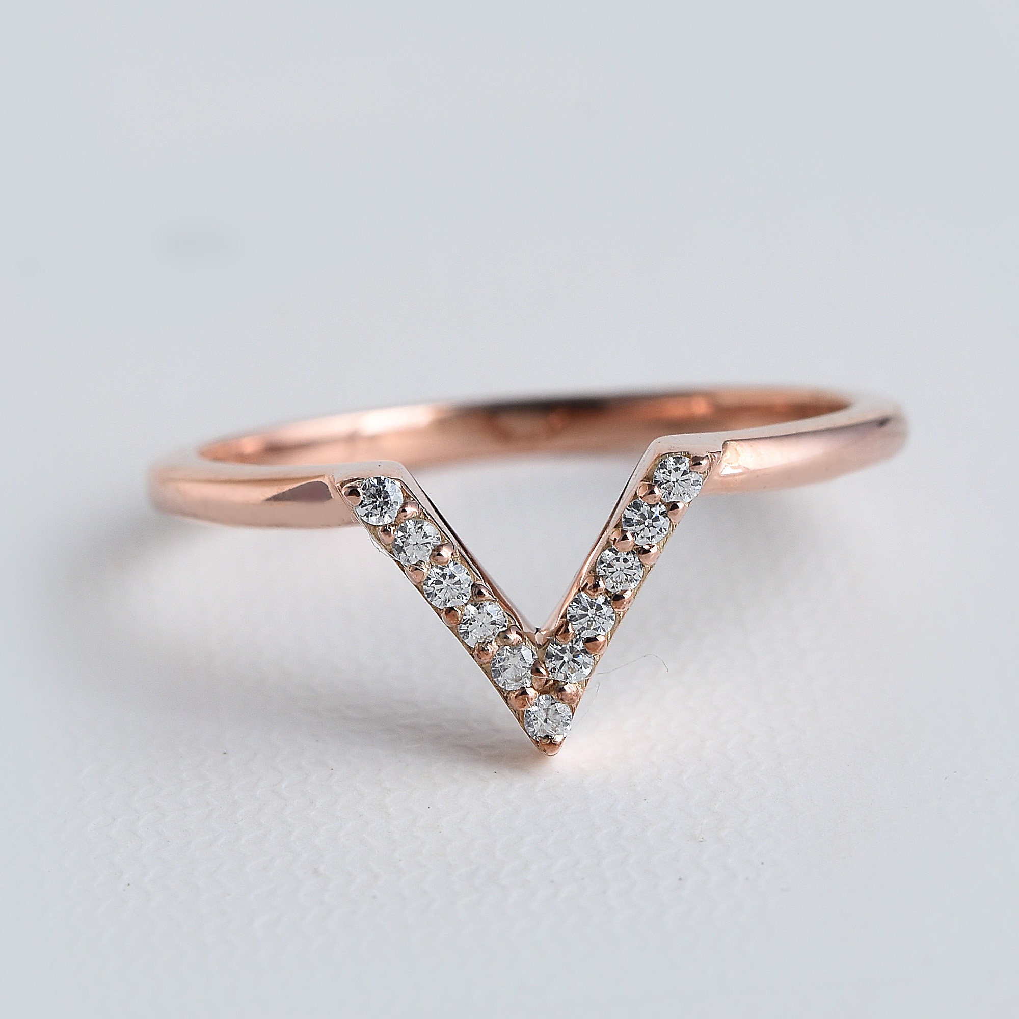 V Shaped Ring Chevron Ring Stacking Rings With Vshaped Notches Cubic