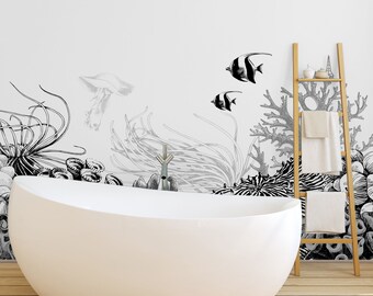 French Wallpaper Seabed Coral Fish Sea Panoramic / Wallpaper / - Etsy French Wallpaper Seabed Coral Fish Sea Panoramic / Wallpaper / - Etsy