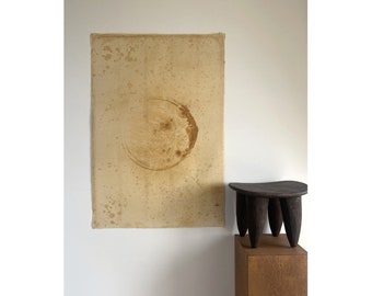 Korean Artizan's Traditional Painting & Dyed On Handcraft Paper / Moon Shape Painting Version