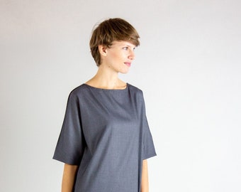 vestido gris corto, vestido gris, vestido kimono, mini vestido, túnica gris, vestido geométrico, vestido minimalista