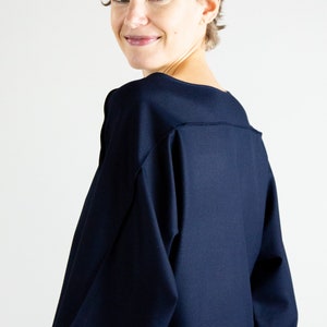 blouse, top, kimono blouse, minimalist blouse, navy blouse, navy blue top, minimalist top, viscose blouse image 3