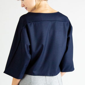 blouse, top, kimono blouse, minimalist blouse, navy blouse, navy blue top, minimalist top, viscose blouse image 2