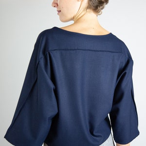 blouse, top, kimono blouse, minimalist blouse, navy blouse, navy blue top, minimalist top, viscose blouse image 4