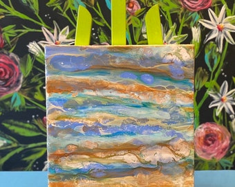 Abstract waves, encaustic wax painting, original art, handmade, gift, home decor, art