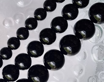 Black Agate Beads 12, 16 & 20mm