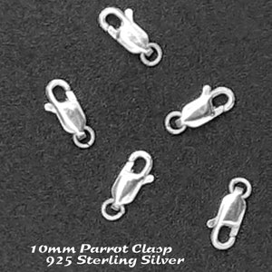 May include: Five silver 10mm parrot clasps, made of 925 sterling silver.