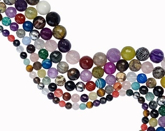 8-16mm Faceted Mixed Gemstone Beads