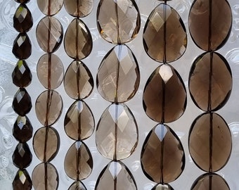 Smoky Quartz 14 - 30mm Faceted Beads