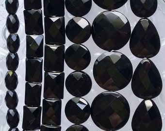 Faceted Black Agate  Beads