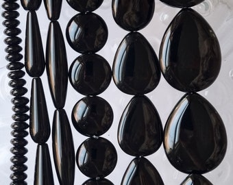 Black Agate  8-40mm Beads