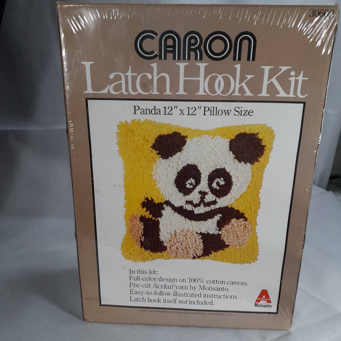 Caron Latch Hook Kit Panda 3060/1 12x12 30.5x30.5cm Etsy