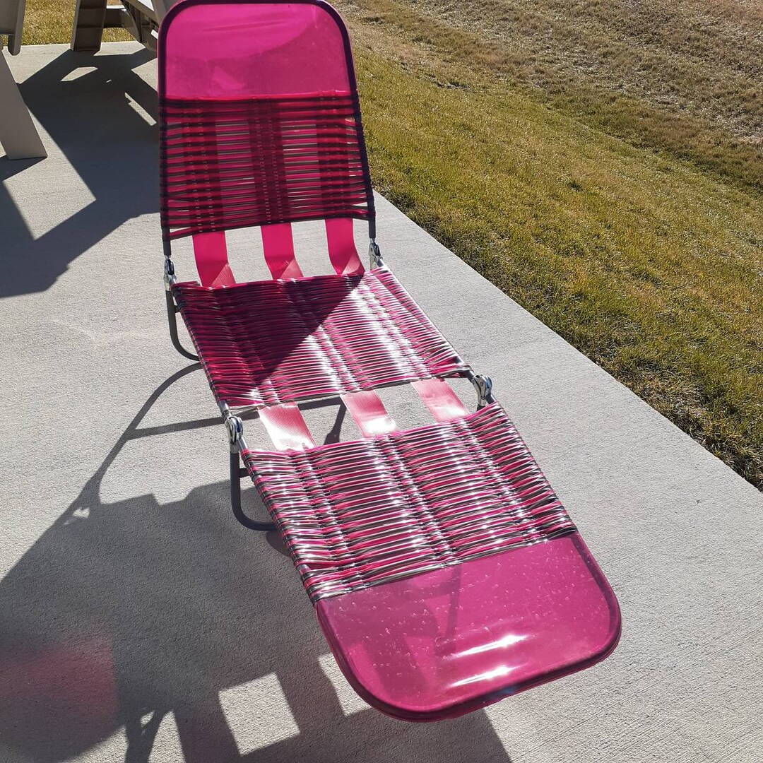 Vintage Jelly Vinyl Tube Folding Chaise Lounge Chair Cot Red Etsy