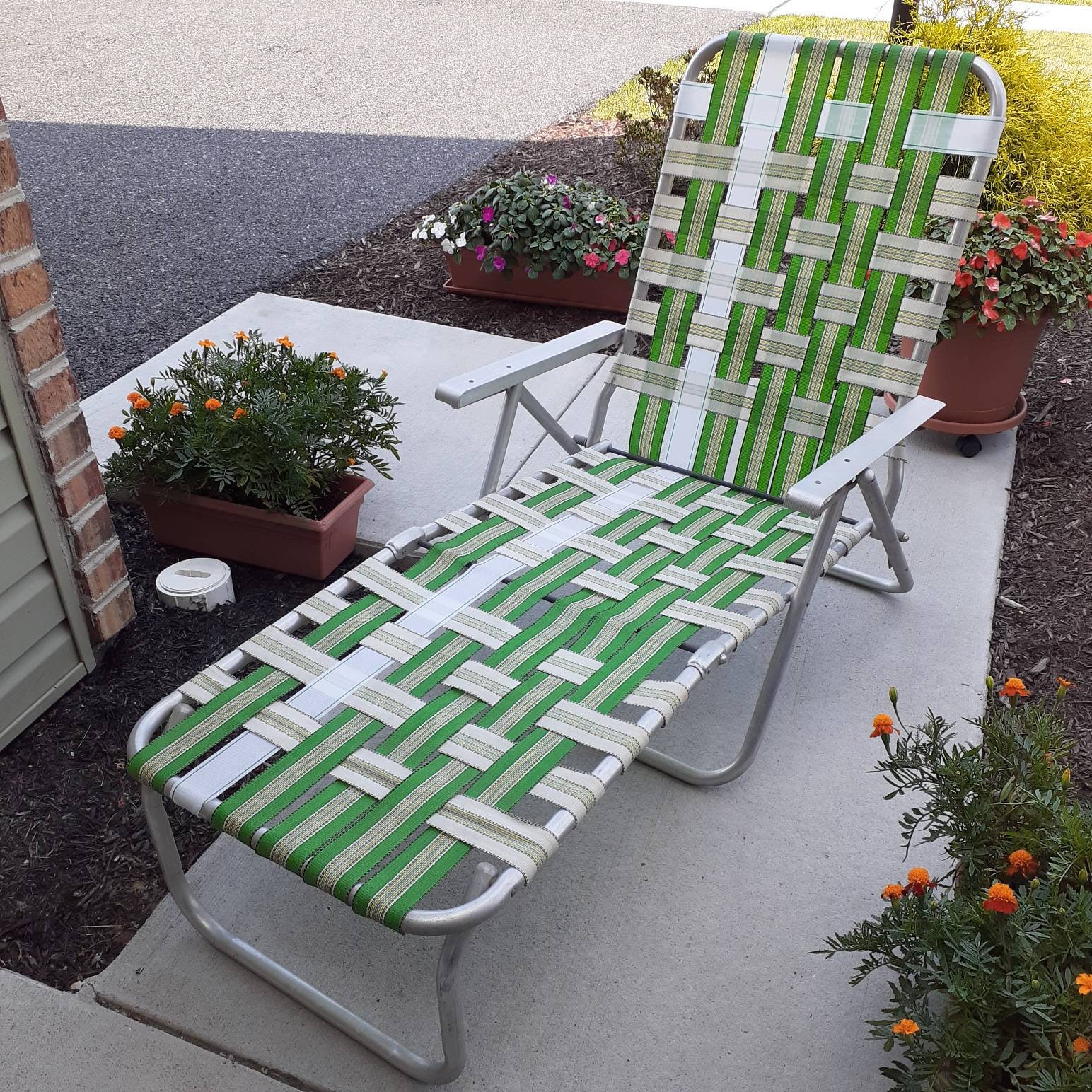 Vintage bed Aluminum Frame Folding Lounge Chair Green and Etsy