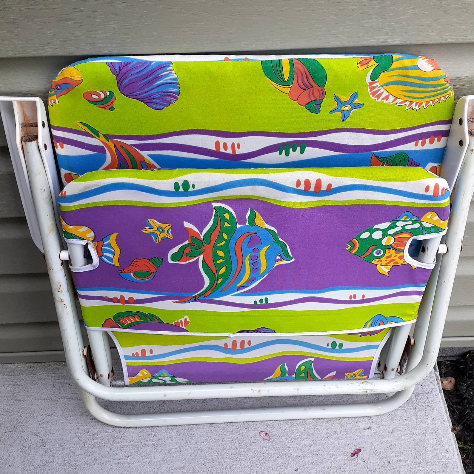 Folding Aluminum Low Profile Beach Sand Chair Fish Seashells Etsy