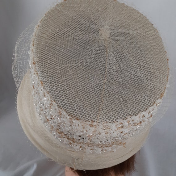 Womens Vintage Union Made Hat Beige Straw With Ri… - image 4