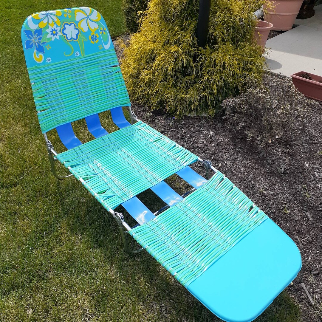 Vintage Jelly Vinyl Tube Folding Chaise Lounge Lawn Chair Cot Etsy