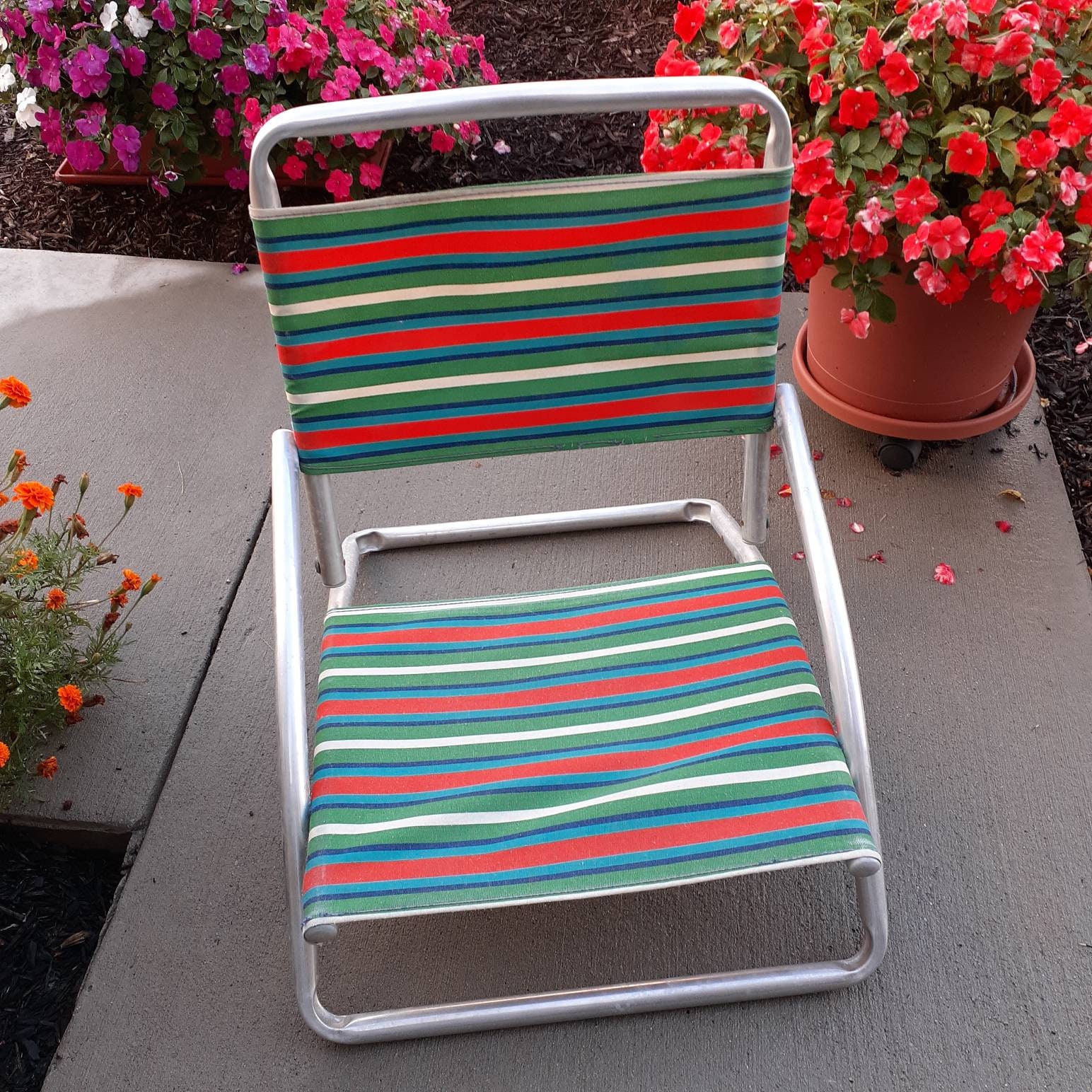 Vintage Folding Beach Sand Chair Green Orange Blue Purple Etsy