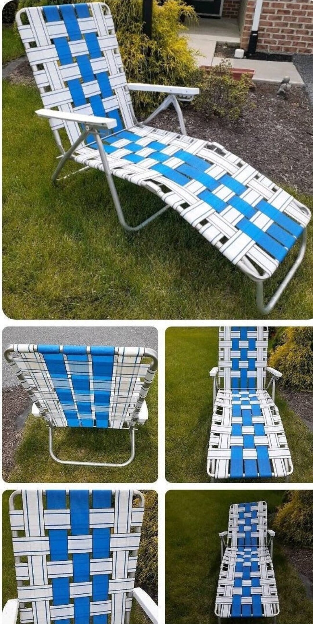 Vintage Folding bed Chaise Lounge Chair Aluminum Frame Blue Etsy