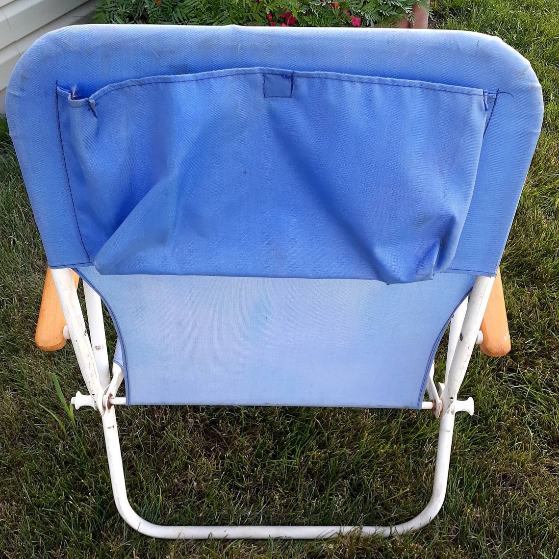 Folding Aluminum Beach Sand Chair Low Profile Wood Armrest Etsy