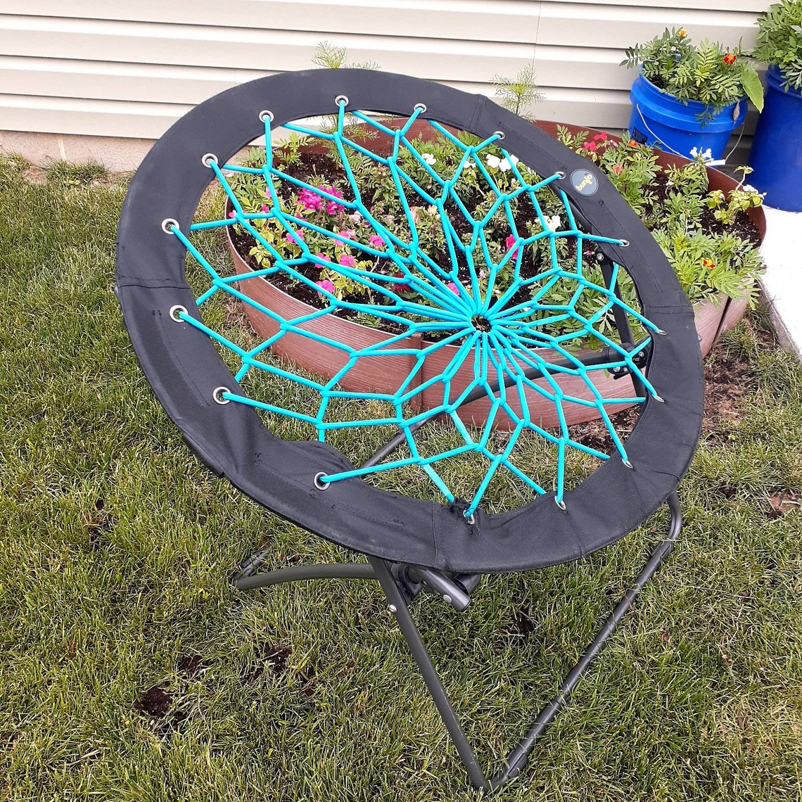 Black Teal 32 81cm Bunjo Bungee Cord Chair Steel Frame Etsy