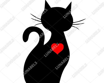 Cat SVG, Cute Cat Svg, Cute Kitty Svg, Cat Heart svg, cat clipart, cat clip art, Cat Cut files, Silhouette Cameo Cut,Cricut cut files