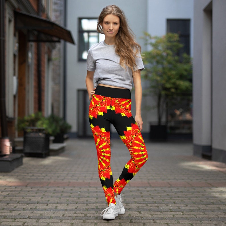 Red Mandala Yoga Leggings