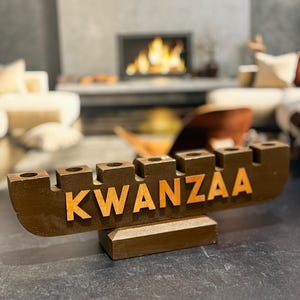 Handcrafted Kwanzaa Kinara Candle Holder – African Holiday Decor for Kwanzaa Celebration