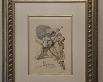 S. Dali Druck, doppelt signiert, Göttliche Komödie ""Inferno,"" 7. Gesang: Geizhals und Verschwender."