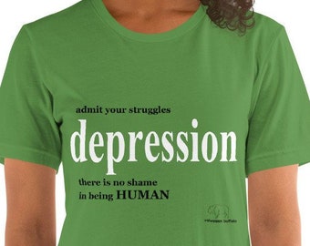 Depression Tee -Unisex- in Brights - by Velveteen Buffalo, Designed to remind all that everyone struggles, 50% of Profits to Charity Tshirt