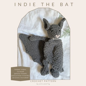 CROCHET PATTERN: Indie the Bat, Bat Snuggler, Crochet Bat Pattern, Halloween Crochet Pattern, Amigurumi Bat Pattern, Crochet Animal Pattern