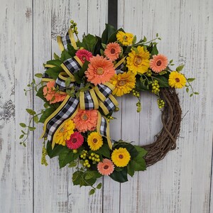 Spring Daisy Wreath - Colorful floral Door Wreath/Every Day Wreath/Wreath for Door/Year Round Wreath/Hydrangea Wreath