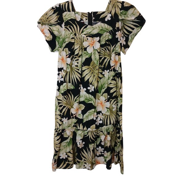 short sleeve hawaiian dress Nalani Short Hawaiian Rayon Dress Aqua / L