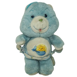 Orsetti del Cuore Vintage Kenner 1983 Baby Tugs Bear Peluche Blu con Pannolino #S1-C
