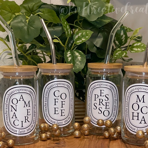 Coffee Glass | Beer Can Glass | Iced Coffee Glass | Aesthetic Coffee Cup | Boho Coffee Glass | Chic Iced Coffee Glass | Aesthetic Coffee Bar