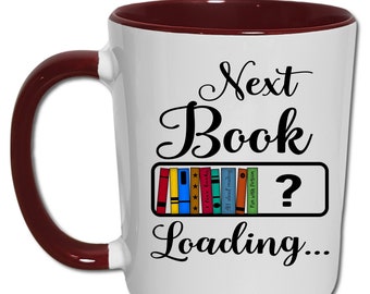 Leseratte Geschenk Tasse, Bücher Lesen Geschenkidee, Hobby Sprüche Tasse, Next Book Loading Ladebalken, Nerd Sprüche Kaffeebecher