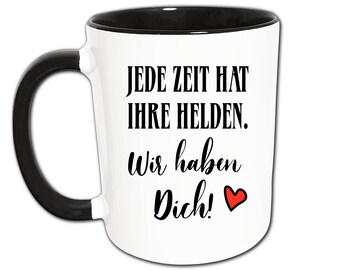 Helden Spruch Danke Tasse mit Herz, mit Name Personalisierbar, Danke Geschenk Held, Helfer Geschenke, Dankeschön Sprüche Kaffeetasse