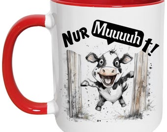 Lustige Kuh Mut Spruch Tasse, Motivation, Veränderung, Abschied, Einschulung, Schulabschluss, Abitur, Umzug, Geschenk, Kaffeetasse