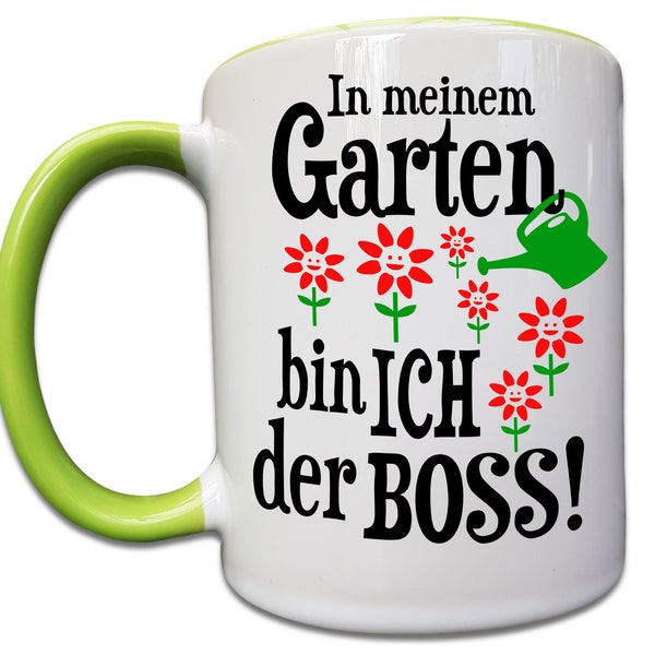 Geschenk Tasse mit Garten Spruch, Garten Geschenk, Hobbygärtner Geschenk, Gärtner Tasse, Blumen, Wiese, Natur, Schrebergarten, Kaffeetasse