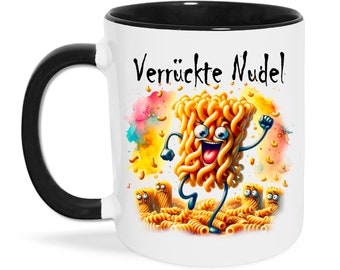 Verrückte Nudel Sprüche Tasse, beste Freundin, Kollegin, Frau Geschenk lustig, Pasta Italien Fan Kaffeetasse