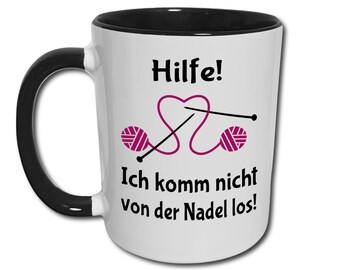 Stricken Tasse, Frau Stricken Geschenk, Wolle Nadel Spruch Lustig, Stricksüchtig, Süchtig nach Wolle, Handarbeit, Kaffeetasse, Teetasse