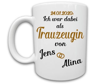 Trauzeuge Trauzeugin Tasse, Personalisiertes Trauzeugen Geschenk, Namen Brautpaar, Datum Trauung, Trauzeugen Danke Geschenke