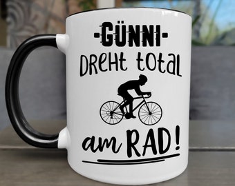 Radfahrer Tasse Personalisiert mit Name - Fahrrad Geschenk -  Fahrrad Sprüche Becher Kaffeetasse - Geschenke für Männer Lustig